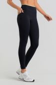 Calça Legging com Bolsos e Detalhes Contrastantes (Preto / Lemon) | Ref: K5053-B