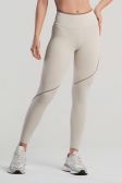 Calça Legging com Recortes Assimétricos (Off-White / Canela) | Ref: K5078-B