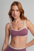 Top com Alças Duplas e Decote Sinuoso (Malva / Off-White) | Ref: K4693-F