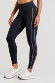 Calça Legging com Vivos Contrastantes (Preto / Vanilla) | Ref: K5227-B