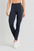 Calça Legging com Recortes e Vivo Contrastante (Preto / Off-White) | Ref: K5208-A