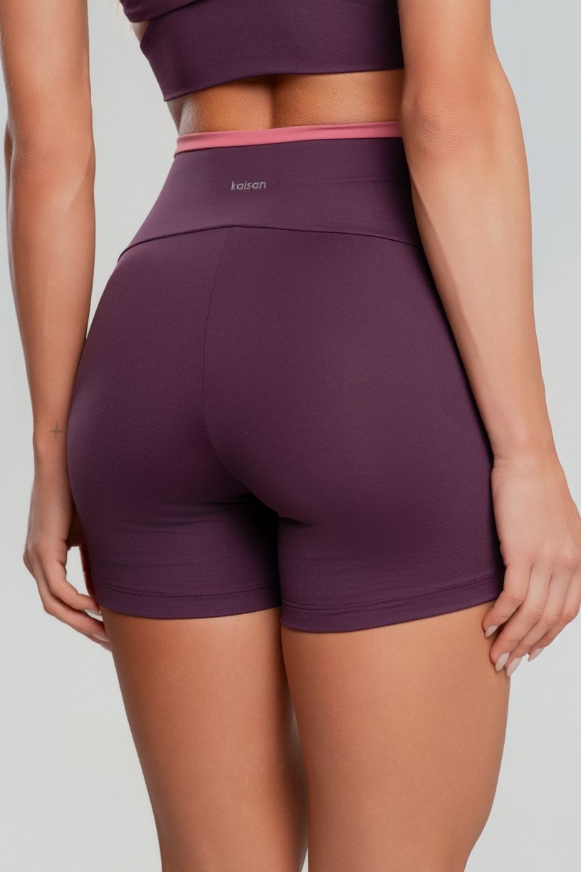 K5094-A_Short_sem_Gancho_com_Vira_Contrastante_Velvet__Hibisco__Ref:_K5094-A